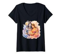 Mujer Señor Shiva Durga Dios hindú Mahadeva Diosa Diosa Parvati Camiseta Cuello V