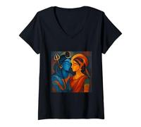 Mujer Señor Shiva Durga Dios hindú Mahadeva Diosa Parvati Camiseta Cuello V