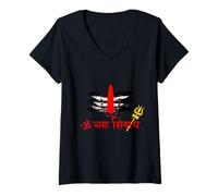 Mujer Señor Shiva Om Namah Shivaay Har Har Mahadev Cultura india Camiseta Cuello V