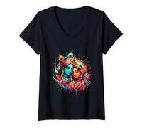 Mujer Señor Shri Krishna Radha Rani Radhika Krishna Devoto Amante Camiseta Cuello V