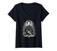 Mujer Señora en Negro Guerra Civil Viuda Inquietante Leyenda Americana Camiseta Cuello V