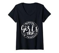 Mujer Señoras Muchachas Vacaciones Chicas Girls on Tour Fun Trip Muchachas Camiseta Cuello V