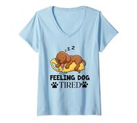 Mujer Sensación de perro cansado divertido dueño amante de perros y cachorros Camiseta Cuello V