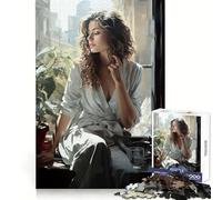 Mujer sentada Cerca de la Ventana Rompecabezas para Adolescentes de 1000 Piezas Mejora la Memoria Relájate fácilmente Regalar en Vacaciones (50x75cm)