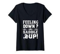 Mujer Sentirse Abajo Saddle Up - Divertido Caballo equino Amante de la equina Camiseta Cuello V