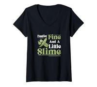 Mujer Sentirse bien y un poco de limo divertidos agricultores de okra vegetales Camiseta Cuello V