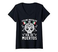 Mujer Sentirse Nostaligic Dia De Muertos Día De Muertos Camiseta Cuello V