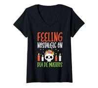 Mujer Sentirse Nostaligic En El Día De Los Muertos Camiseta Cuello V