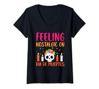 Mujer Sentirse Nostaligic En El Día De Los Muertos Camiseta Cuello V