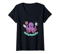 Mujer Sentirse Tentacular Pulpo Vida Marina Océano Camiseta Cuello V