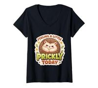 Mujer Sentirse un Poco espinoso Hoy Divertido dueño de Erizo gruñón Camiseta Cuello V