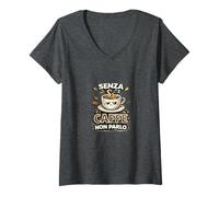 Mujer Senza Caffè Non Parlo Divertente Italiana Ironica Simpatica Camiseta Cuello V