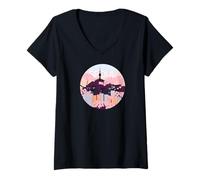 Mujer Seoul Tower Skyline South Korea Cherry Blossom Camiseta Camiseta Cuello V