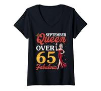 Mujer Septiembre Queen 1961 Más de 65 años y Fabuloso cumpleaños Camiseta Cuello V