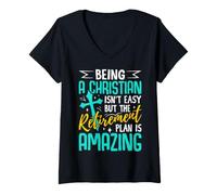 Mujer Ser Cristiano no es fácil, Pero el Plan de jubilación es increíble Camiseta Cuello V