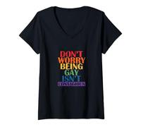 Mujer Ser Gay no es contagioso Camiseta Cuello V