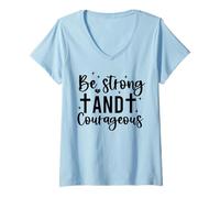 Mujer Ser Hombres y Mujeres Cristianos Fuertes Agradecidos Camiseta Cuello V