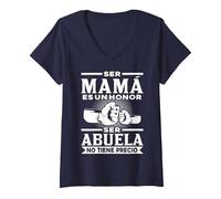 Mujer Ser mamá es un Honor Ser Abuela no Tiene Precio Abuela Camiseta Cuello V, Azul Marino, M