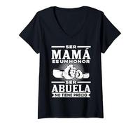 Mujer Ser mamá es un Honor Ser Abuela no Tiene Precio Abuela Camiseta Cuello V, Negro, L