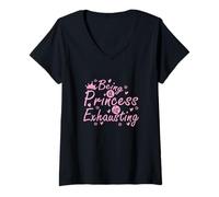 Mujer Ser Princesa es agotador majestuosamente Cansado Camiseta Cuello V