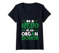Mujer Ser un héroe sea donante de órganos Camiseta Cuello V