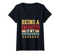 Mujer Ser un padrastro es mi superpoder Día del Padre Bonus Papá Papá Camiseta Cuello V