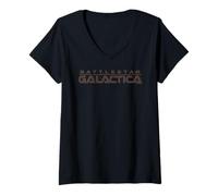 Mujer Serie de Ciencia ficción con el Logotipo clásico de Battlestar Galactica Camiseta Cuello V