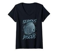 Mujer Serio Acerca de los Peces Disco Acuarista Cuidador de Peces Camiseta Cuello V