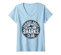 Mujer Serio sobre el Humor Amante de los Tiburones Camiseta Cuello V