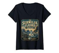 Mujer Sermilik Fjord Groenlandia Vintage Arctic Fjord Travel Camiseta Cuello V