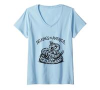 Mujer Serpiente No Hay Reyes en Estados Unidos Serpiente patriótica de EE. UU. Camiseta Cuello V