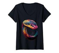 Mujer Serpiente Pitón Cobra Mamba Cascabel Simpáticas Serpientes Camiseta Cuello V