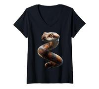 Mujer Serpiente Pitón Cobra Mamba Cascabel Simpáticas Serpientes Camiseta Cuello V