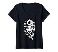 Mujer Serpiente Sonrisa Diosa Medusa Camiseta Cuello V