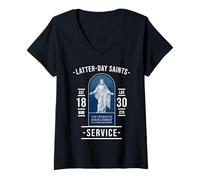 Mujer Servicio de los Santos de los Últimos Días, Misión y Iglesia Camiseta Cuello V