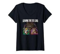 Mujer Serving The Cat Lord Funny Feline Royal Master Design Camiseta Cuello V