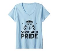 Mujer Servir con Pride Cop Oficial de policía Departamento de policía Camiseta Cuello V