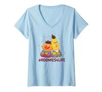 Mujer Sesame Street Bert and Ernie Roomies 4 Life Camiseta Cuello V