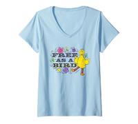 Mujer Sesame Street Big Bird Free As A Bird Camiseta Cuello V