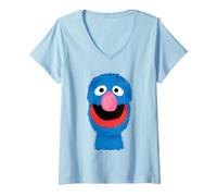 Mujer Sesame Street Chalk Portrait Grover Camiseta Cuello V