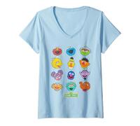 Mujer Sesame Street Character Heads Camiseta Cuello V