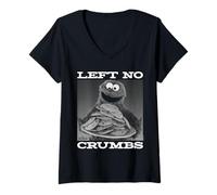 Mujer Sesame Street Cookie Monster He Ate Gray Camiseta Cuello V