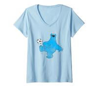 Mujer Sesame Street Cookie Monster Soccer Camiseta Cuello V