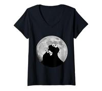Mujer Sesame Street Cookiemonster Moon Sesame Street Camiseta Cuello V