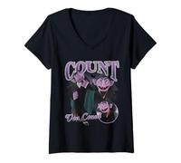Mujer Sesame Street Count Von Count Bootleg Style Camiseta Cuello V