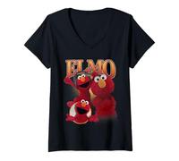 Mujer Sesame Street Elmo Bootleg Style Camiseta Cuello V