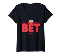 Mujer Sesame Street Elmo Fur Bet Camiseta Cuello V