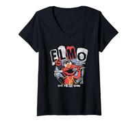 Mujer Sesame Street Elmo In Concert tee Camiseta Cuello V