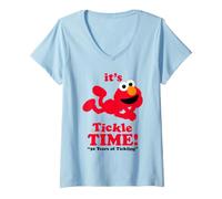 Mujer Sesame Street Elmo It's Tickle Time Camiseta Cuello V