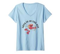 Mujer Sesame Street Elmo Love Is In The Air Camiseta Cuello V